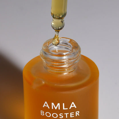 M.S Skincare Amla Oil bottle, an Ayurvedic oil for hair and skin, with a clear label and dropper cap on a white background.