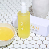 M.S Skincare AUM Ayurvedic oil bottle with natural herbal ingredients, featuring a dark glass container and minimalist label design.