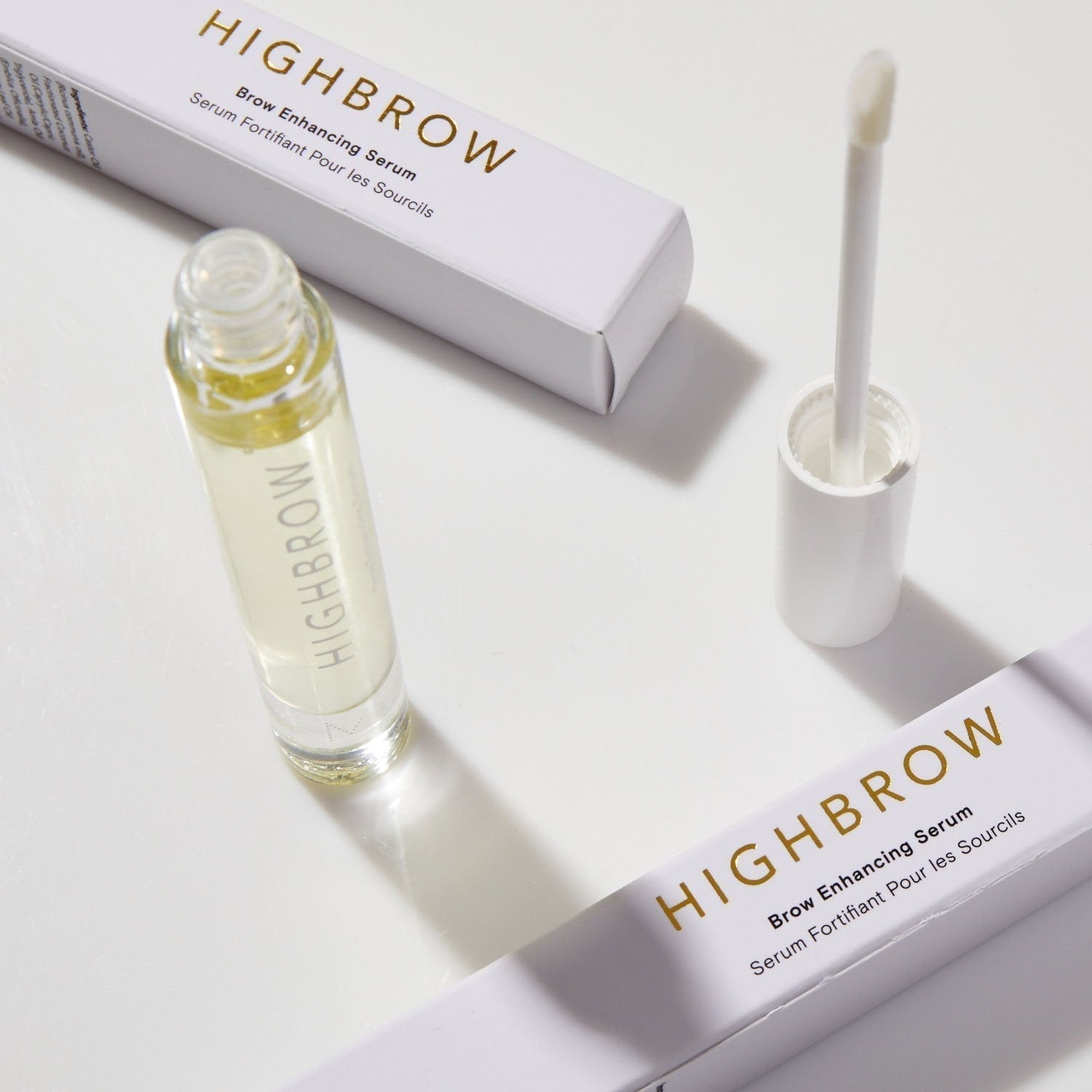 M.S Skincare Highbrow hair oil bottle with dropper, showcasing its sleek packaging and clear liquid for nourishing hair.