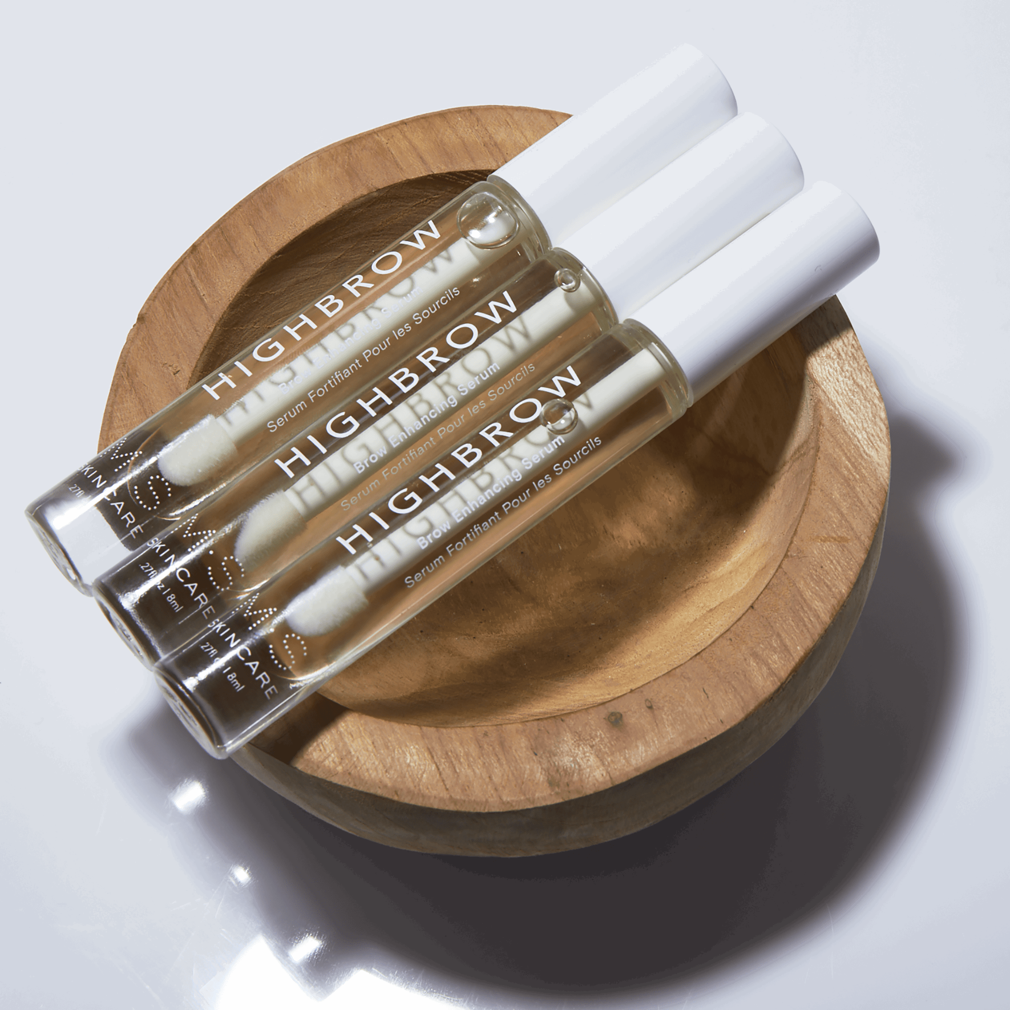 M.S Skincare Highbrow Hair Oil bottle with dropper, clear liquid, and sleek packaging for nourishing hair treatment.