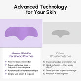 Maree Anti-Wrinkle Forehead Patches applied on forehead for smoothing and reducing wrinkles, shown on a clean, natural skin.