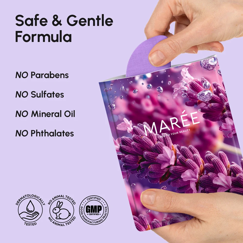 Maree Anti-Wrinkle Forehead Patches applied on forehead for smoothing and reducing wrinkles in a skincare routine.