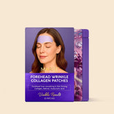 Maree Anti-Wrinkle Forehead Patches applied on forehead for smoothing and wrinkle reduction, part of skincare routine.