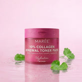 Maree Collagen & Retinol Toner Pads displayed on a white surface, showcasing their packaging and texture for skincare.