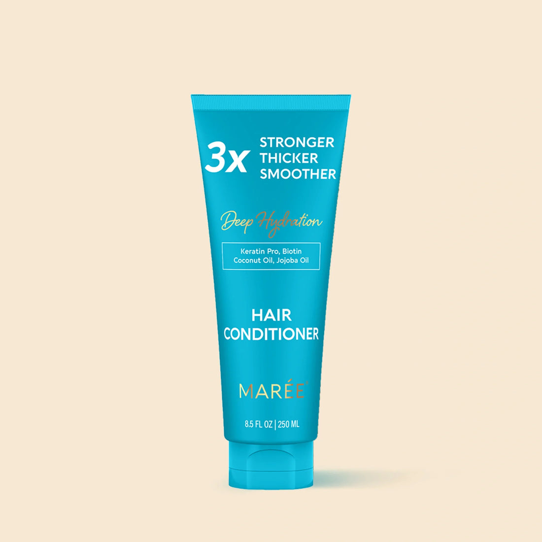 Maree Deep Hydrating Coconut Conditioner bottle with coconut imagery, showcasing nourishing hair care for moisturized, healthy hair.