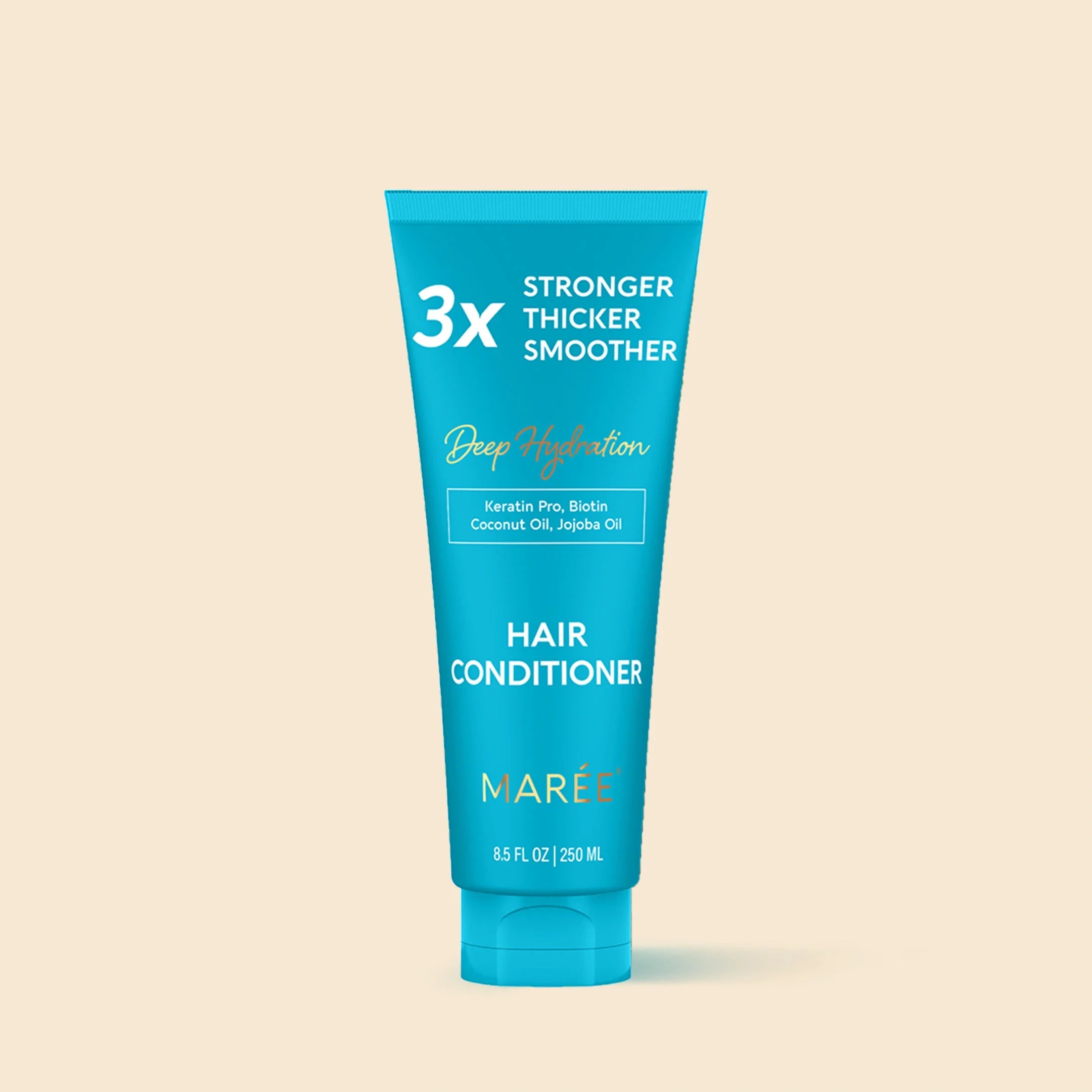 Maree Deep Hydrating Coconut Conditioner bottle with coconut imagery, showcasing nourishing hair care for moisturized, healthy hair.