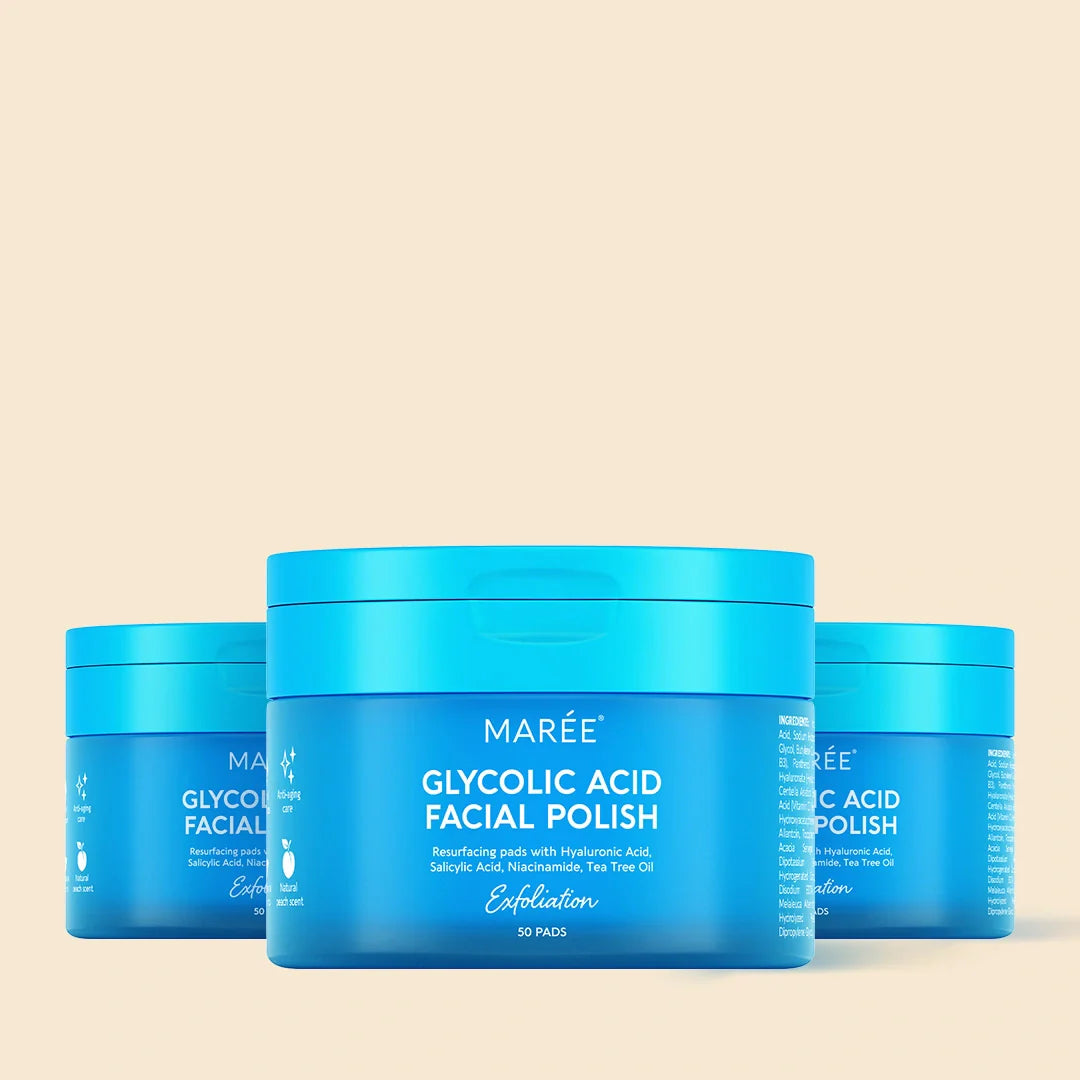Maree Glycolic Acid Exfoliating Pads with textured surface for gentle facial exfoliation and skincare.
