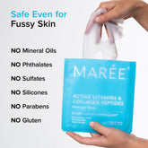 Maree Hydrogel Collagen Face Mask showing a soothing, gel-like mask applied to the face for skincare and hydration.