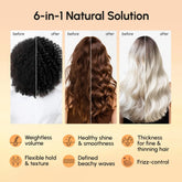 Maree Keratin & Sea Salt Hair Texturizer bottle with product label and textured hair in the background
