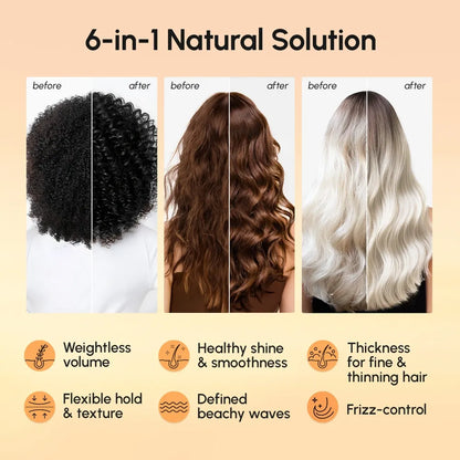 Maree Keratin &amp; Sea Salt Hair Texturizer bottle with product label and textured hair in the background
