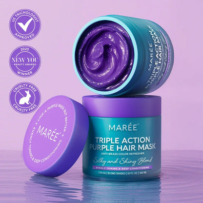 Maree purple hair mask for blonde hair, smooth and nourishing treatment in a jar, designed to enhance and maintain blonde tones.