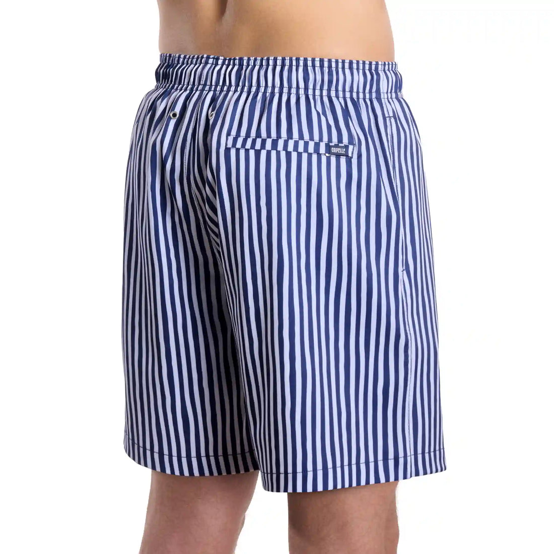 Men’s Premium Compression-Lined Hybrid Shorts – Marina Pinstripe-Indigo and Surf