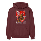Yūjin Clothing Fierce Tiger hoodie featuring a bold tiger graphic, soft fabric, and comfortable fit, perfect for casual wear.