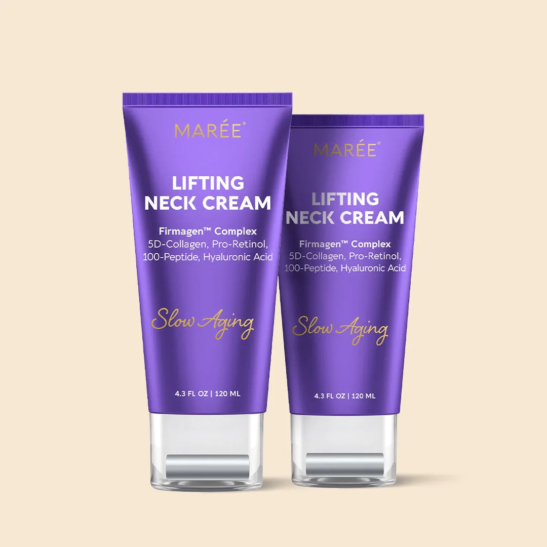 Purple Pro-Retinol Neck Lifting Cream Massager by Maree, showcasing the handheld device used for facial and neck skincare.