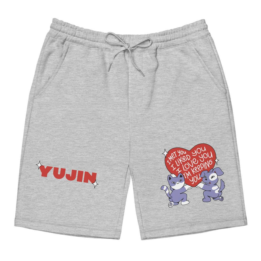Yūjin Clothing I Love You shorts featuring a casual fit and stylish design, perfect for relaxed summer outfits.