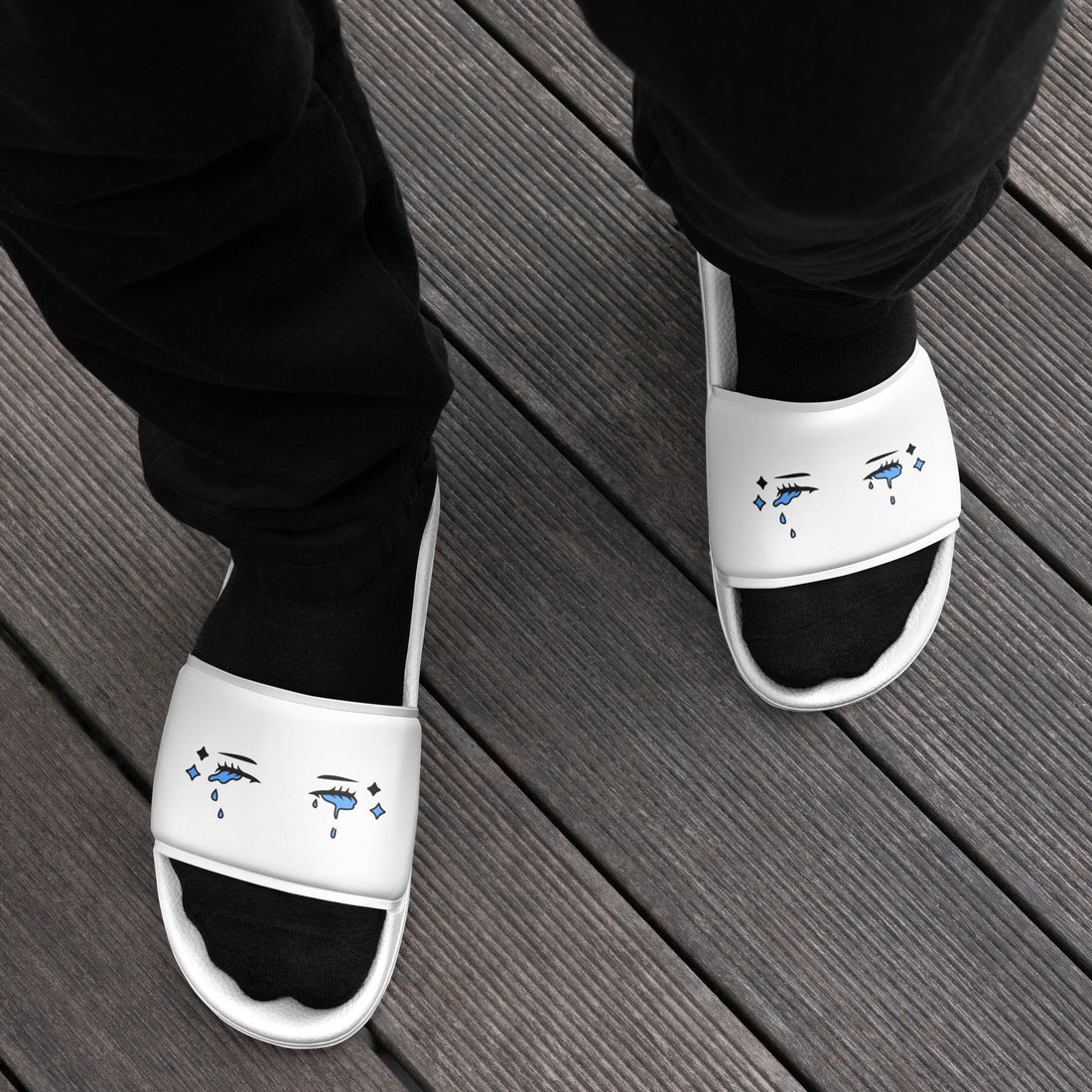 Yūjin Clothing Last Tear Slides showing stylish slide sandals with a sleek design and comfortable sole for casual wear.