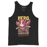 Yūjin Clothing Hero Cat tank top featuring a bold graphic design on lightweight, comfortable fabric for casual wear.