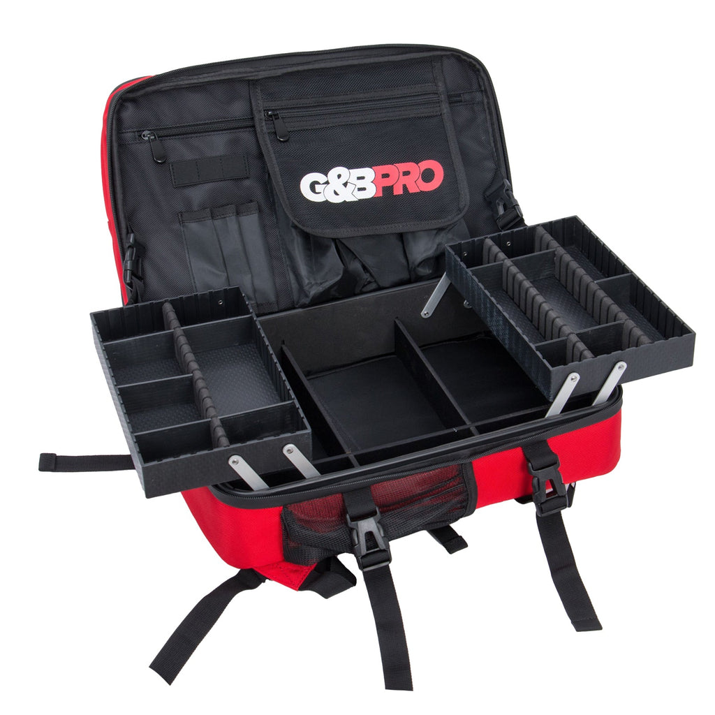 Mid Size Mobile Workstation Backpack with Extending Tray System – Fire Red