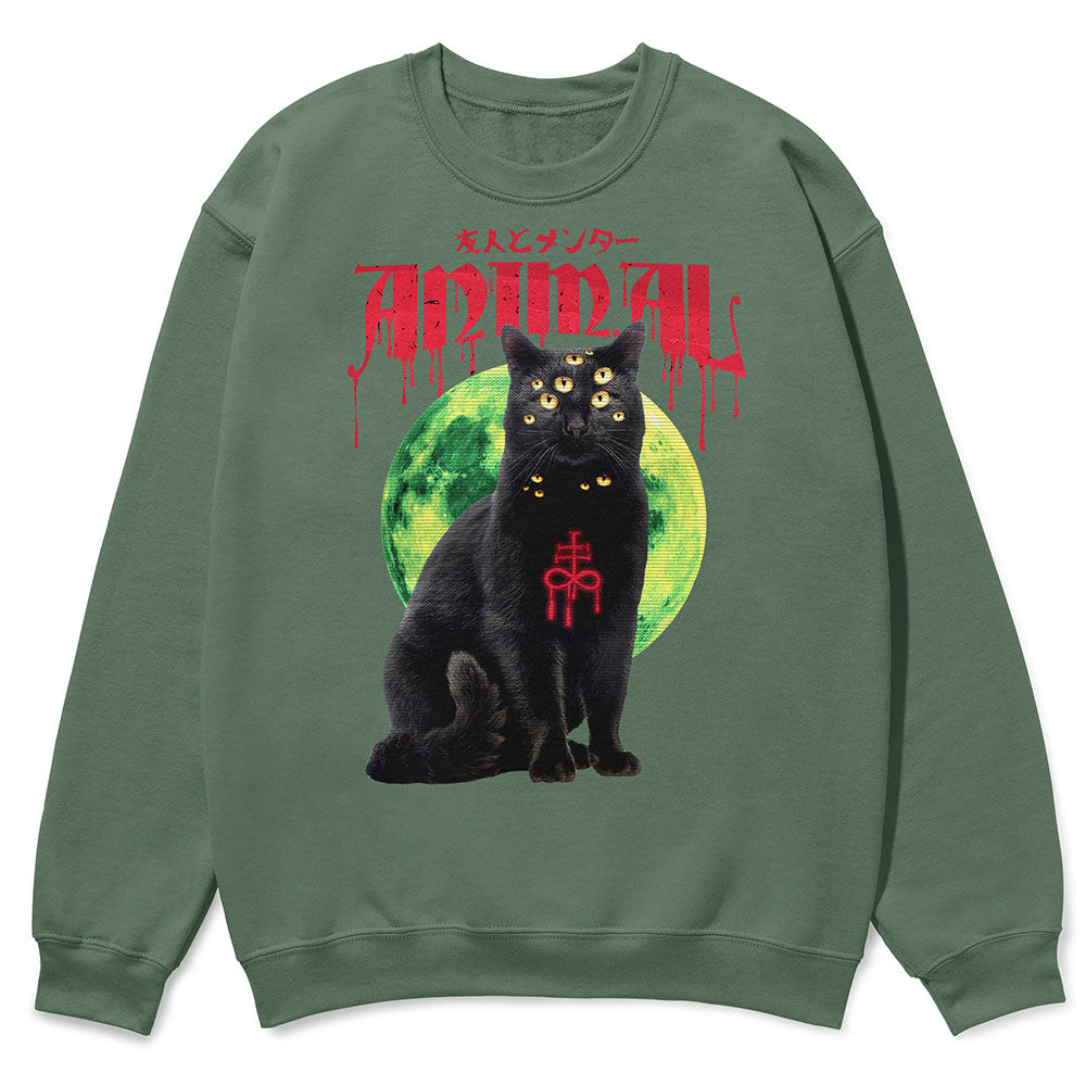 Dark animal sweatshirt by Yūjin Clothing featuring a detailed animal graphic on soft fabric, ideal for casual wear.