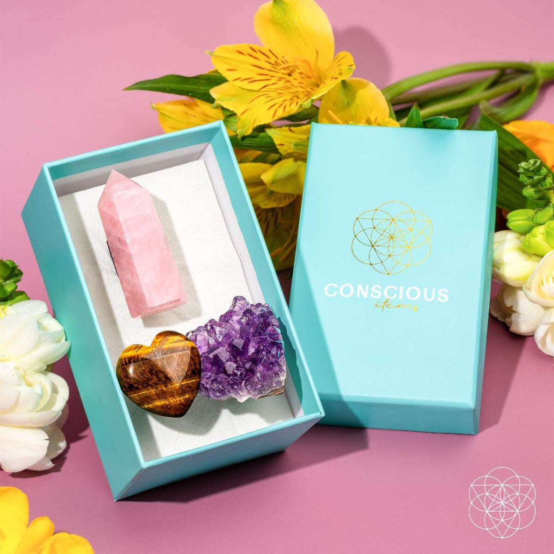 Mindful Multitasker Crystal Car Kit of Balance by Conscious Items, includes various crystals for focus and harmony during travel.
