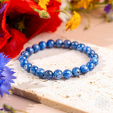 Conscious Items rare kyanite bracelet titled "My Truth, My Power" featuring blue kyanite stones on a delicate bracelet.