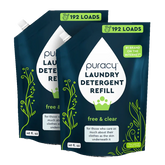 Puracy concentrated sulfate-free laundry detergent in a 48oz bottle, suitable for natural, gentle cleaning of clothes.