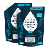 Puracy concentrated sulfate-free laundry detergent in a 48oz bottle, suitable for gentle, natural laundry cleaning.