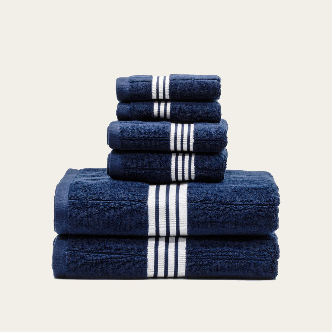 Set of Nautilus Australian Cotton Bath Towels by Italic, soft and plush for home use, displayed folded in a bathroom setting.