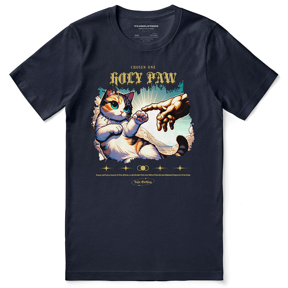 Yūjin Clothing Holy Paw T-Shirt featuring a graphic design with a sacred paw print on a comfortable cotton fabric.
