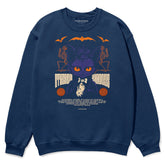 Yūjin Clothing Ethereal Shadows Cat sweatshirt featuring a soft fabric with a shadowy cat design on a dark background.
