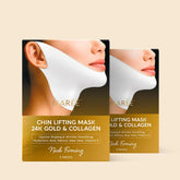 Maree 24K Gold Chin and Jawline Lifting Mask applied to the neck and jawline area, showcasing a luxurious skincare treatment.