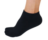 Black No Look Anklet Socks by Spun Bamboo made from bamboo viscose, shown on a foot with a sleek, minimal design.