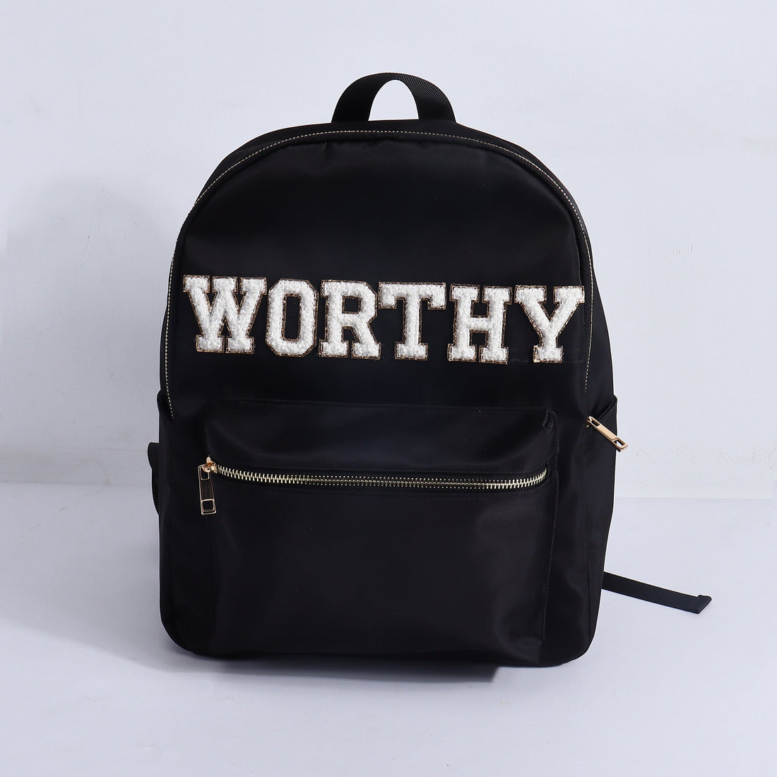 Nylon Empowerment Backpack titled "The Worthy" by Fitkitty Culture, featuring sleek design and adjustable straps.