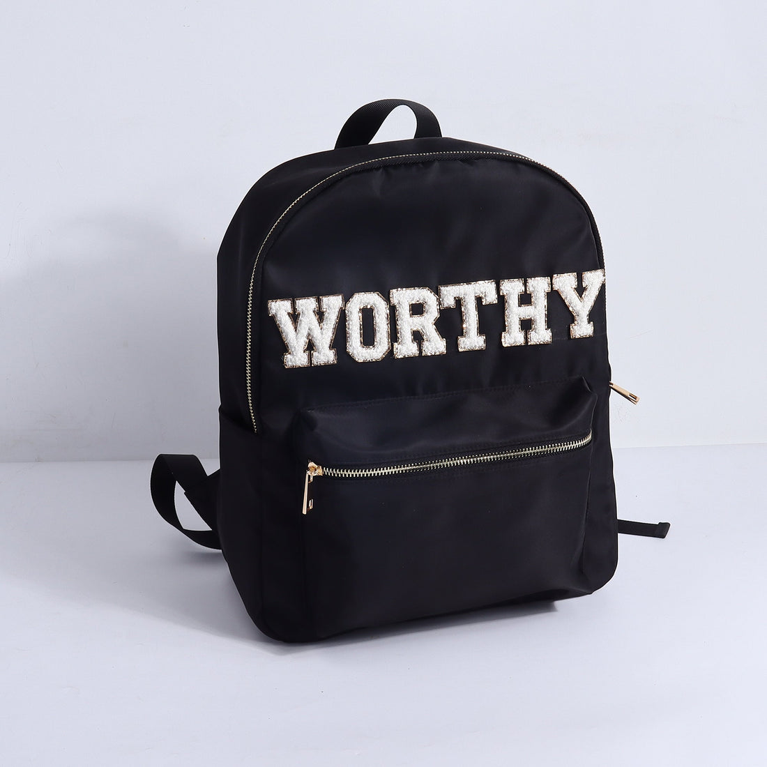 Empowerment Backpack "The Worthy" by Fitkitty Culture, nylon bag with adjustable straps and spacious main compartment.