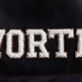 Black nylon Empowerment Backpack from Fitkitty Culture featuring "The Worthy" embroidery, designed for women’s yoga and athleisure wear.