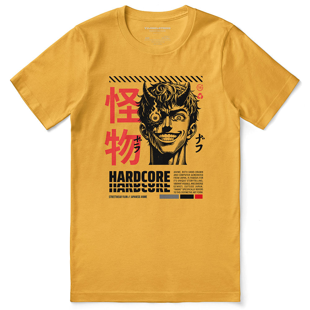 Hardcore Anime T-Shirt by Yūjin Clothing featuring bold graphic design and comfortable fit, perfect for anime fans.