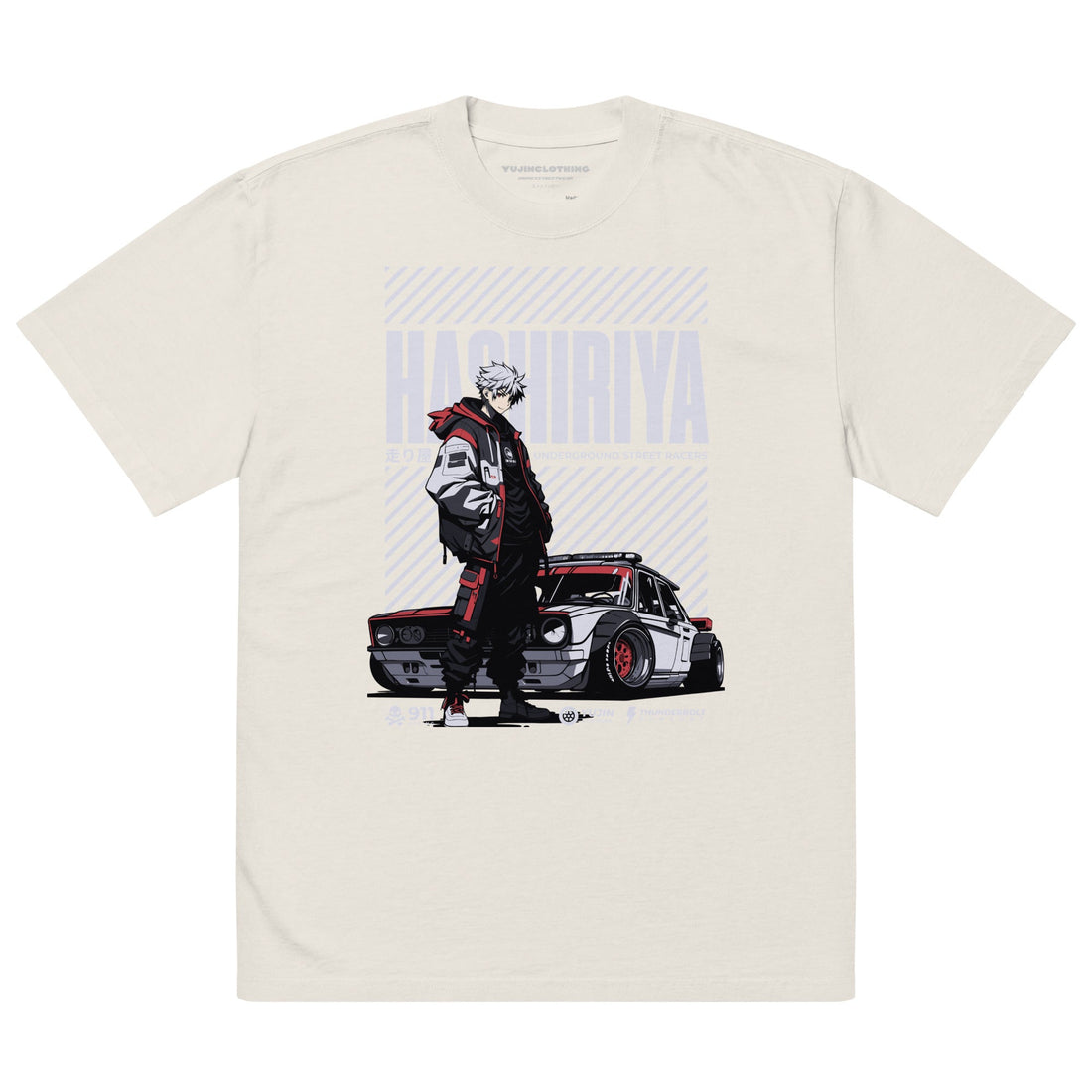 Yūjin Clothing Hashiriya Oversized Faded Car T-Shirt featuring a vintage-inspired car graphic on a relaxed fit T-shirt.