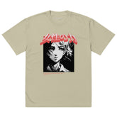 Yūjin Clothing Josei no Chikara oversized faded T-shirt, relaxed fit with a vintage-style distressed look and soft cotton fabric.