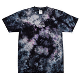 Yūjin Clothing Amor tie-dye T-shirt featuring vibrant, colorful swirl patterns on soft fabric.