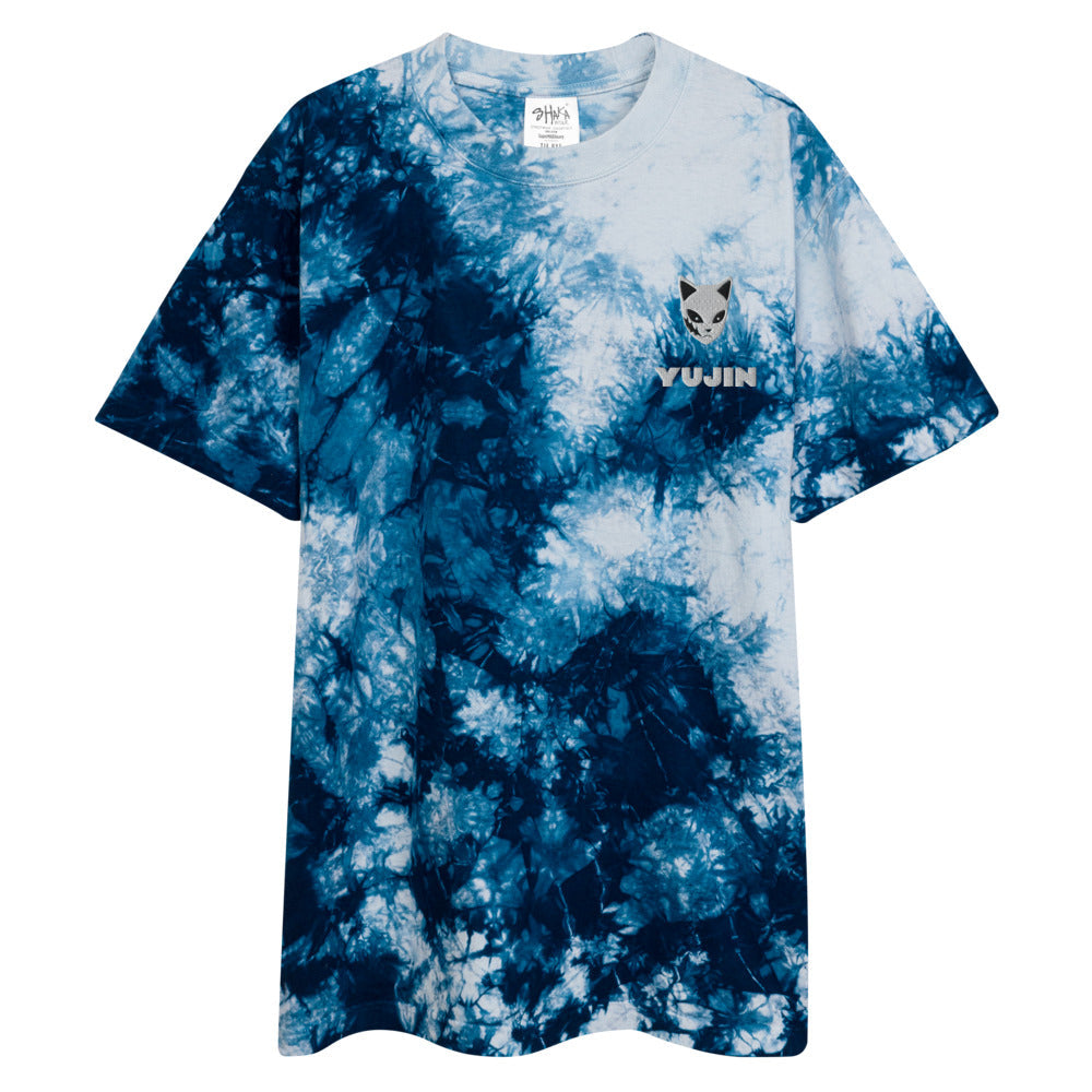 Yūjin Clothing Kitsune Mask tie-dye T-shirt featuring a vibrant fox mask design on soft, comfortable fabric.