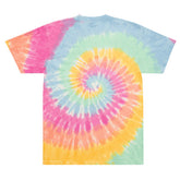 Yūjin Clothing Amor tie-dye T-Shirt with vibrant multicolor swirl pattern and casual fit on a plain background.