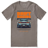 Yūjin Clothing Drift Racing Car T-Shirt featuring a graphic print of a racing car on a casual black T-shirt.