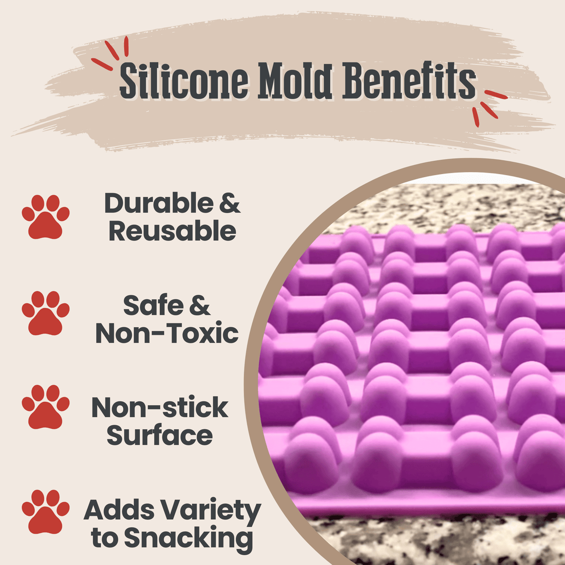 Farm To Pet pet treat mold with various shapes for making homemade dog treats, flexible silicone design for easy use.