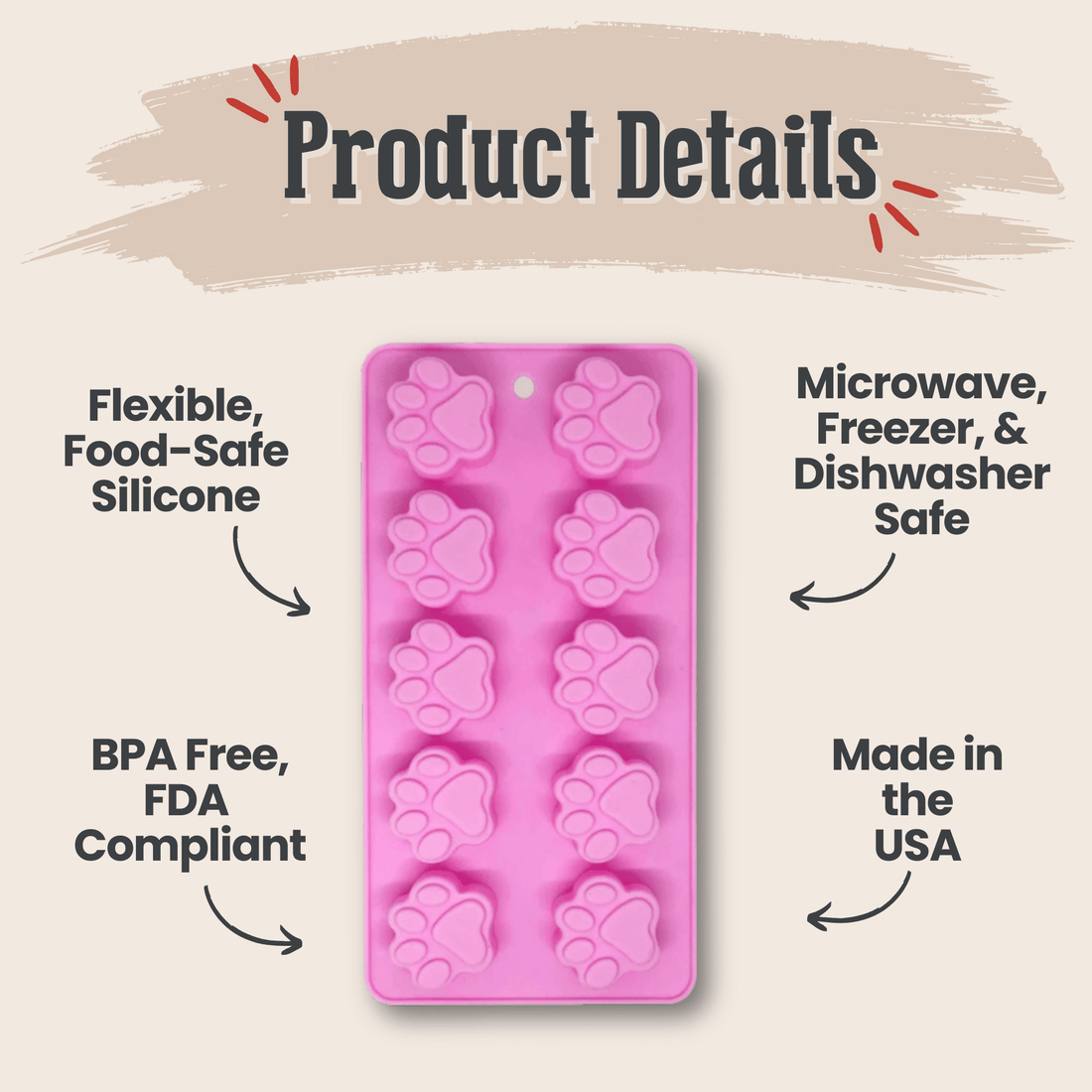 Farm To Pet pet treat molds in various shapes, silicone baking molds for making homemade pet treats.