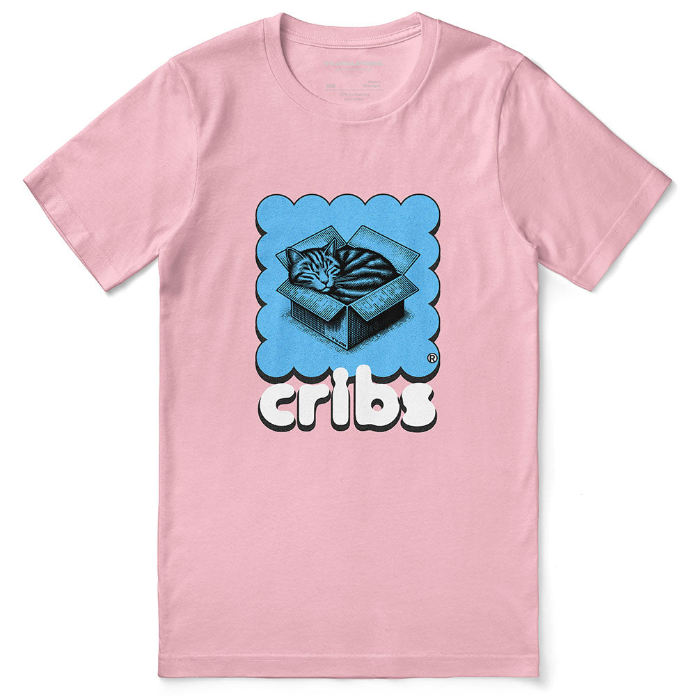 Yūjin Clothing Cribs Cat T-Shirt featuring a playful cat design on a casual cotton t-shirt for everyday wear.