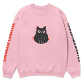 Yūjin Clothing Christmas Hater Cat sweatshirt featuring a festive design with a cat graphic and holiday-themed print.