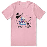 White Cute Ghost T-Shirt by Yūjin Clothing featuring a playful ghost graphic on the front, casual and comfortable for everyday wear.