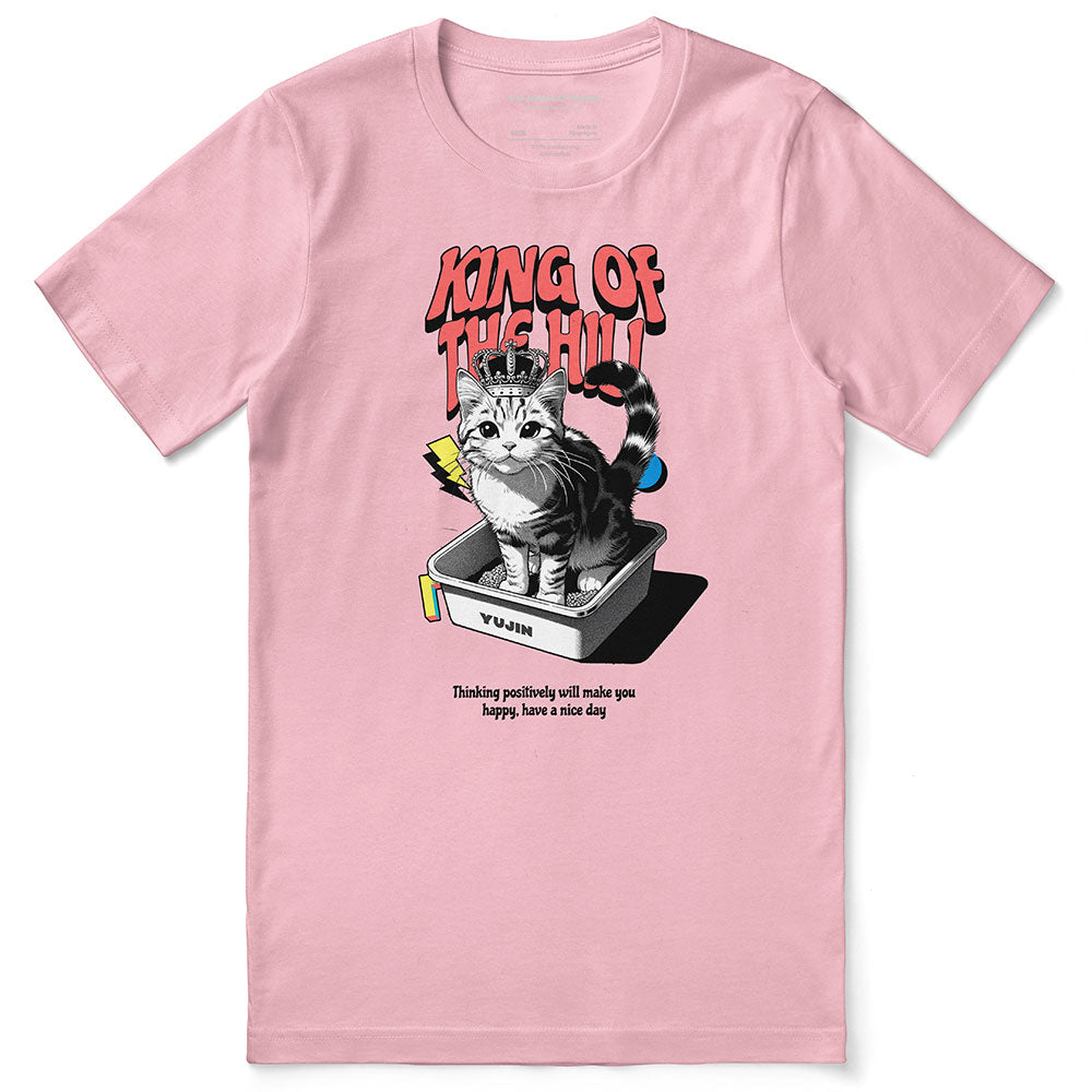 Yūjin Clothing King of the Hill cat graphic T-shirt, casual unisex cotton tee with bold print, perfect for cat lovers and fans of the show.