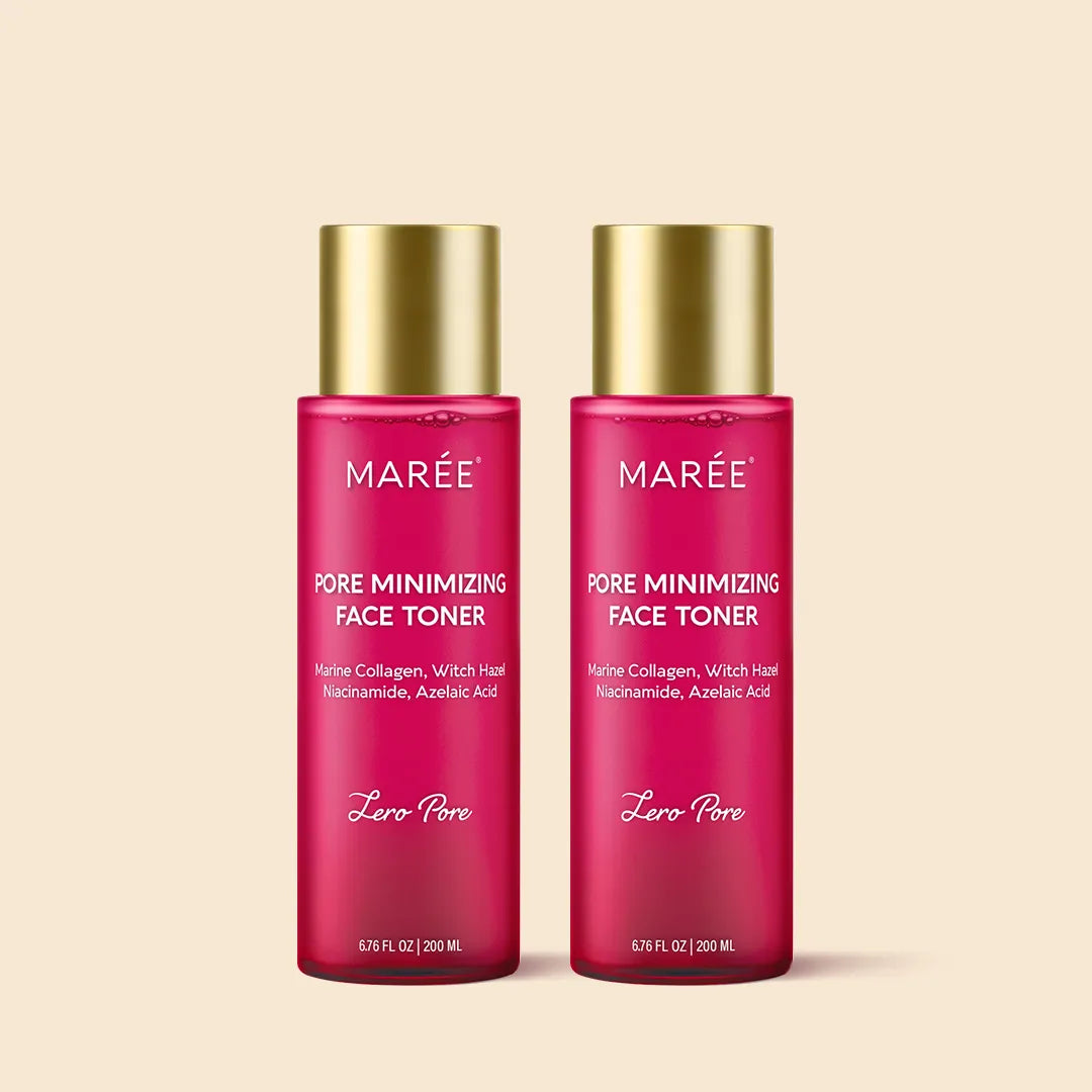Maree Hydrating Pore Refining Toner bottle with clear liquid, designed to minimize pores and hydrate skin.