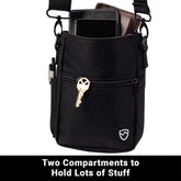 Shield Your Body SYB Phone Pouch Deluxe with multiple compartments for mobile phone accessories in a sleek black design.